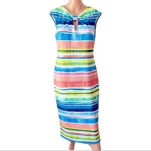Beige by eci Multicolor Stripe Sheath Dress MEDIUM